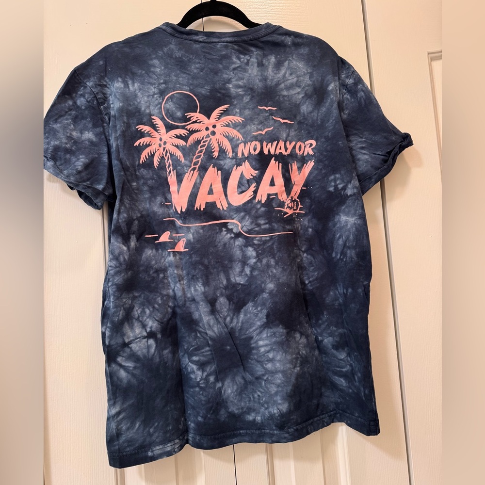 H&M Navy Tie-Dye 'VACAY' Graphic Tee with Pink Print